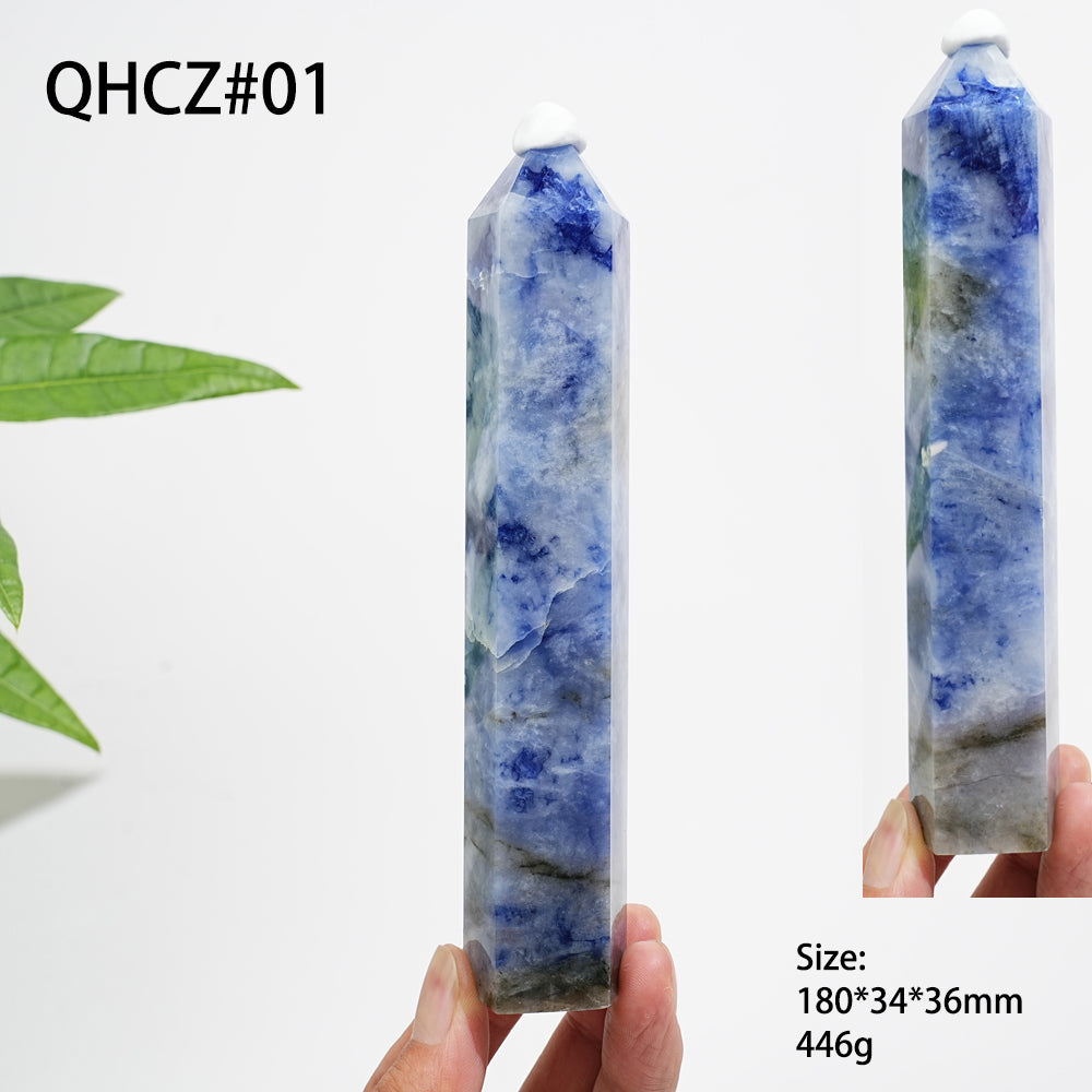 Unique,Natural Crystal Blue And White Porcelain Sodalite Point