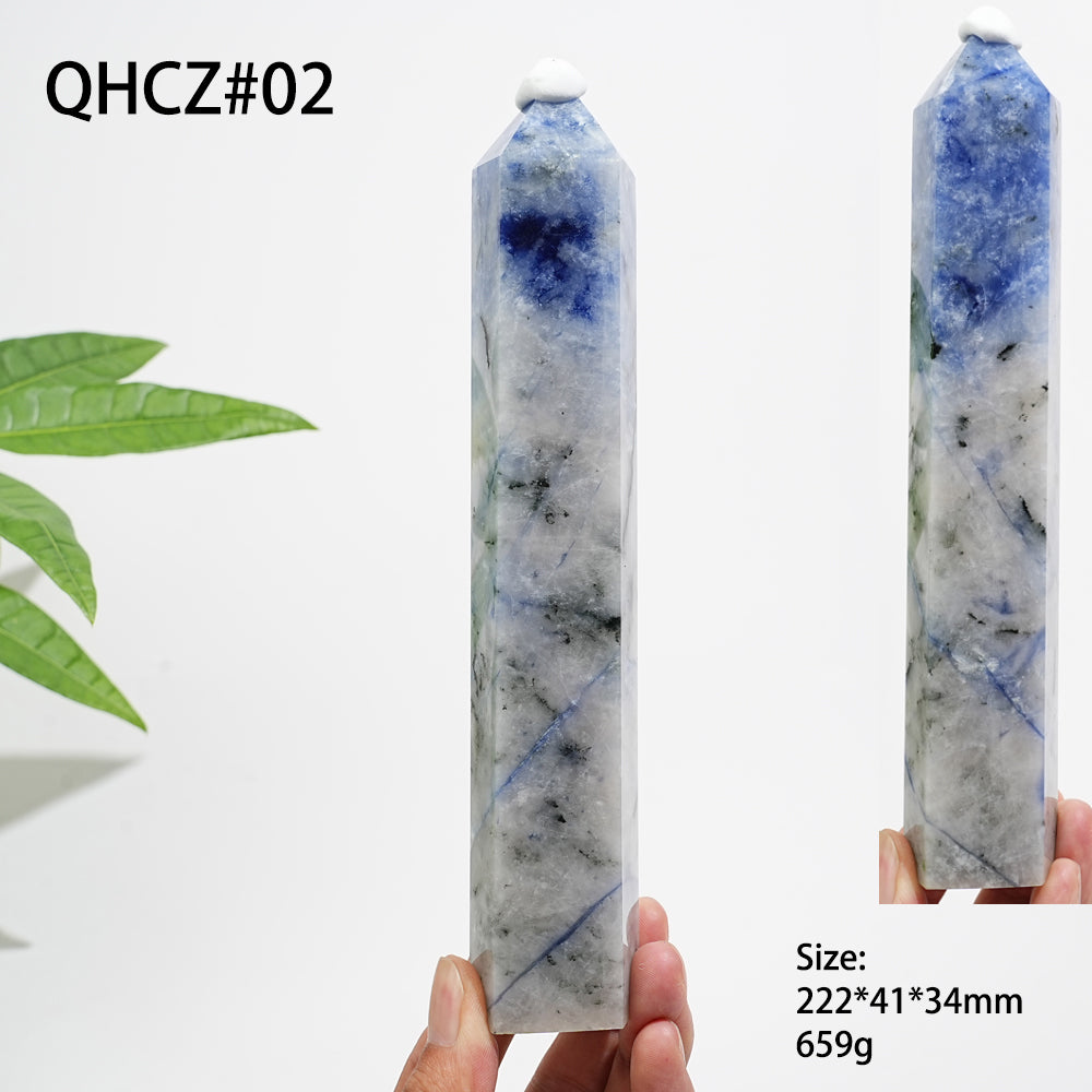 Unique,Natural Crystal Blue And White Porcelain Sodalite Point