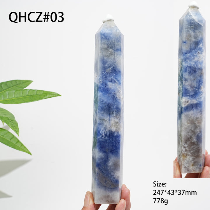 Unique,Natural Crystal Blue And White Porcelain Sodalite Point
