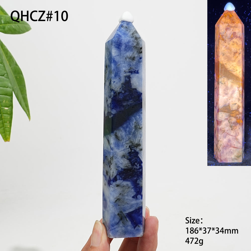 Punta de Sodalita de Porcelana Azul y Blanca en Cristal Natural y Único