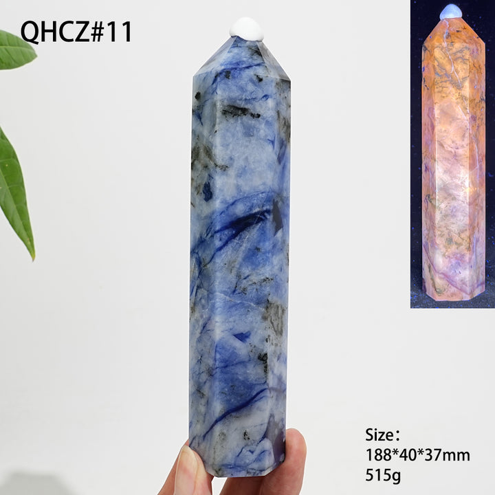 Punta de Sodalita de Porcelana Azul y Blanca en Cristal Natural y Único