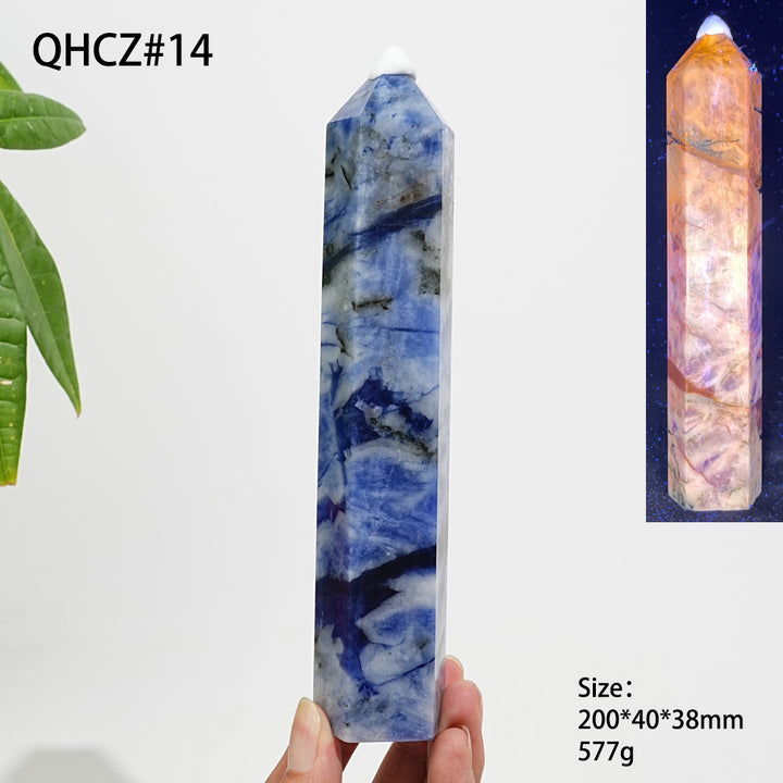 Punta de Sodalita de Porcelana Azul y Blanca en Cristal Natural y Único