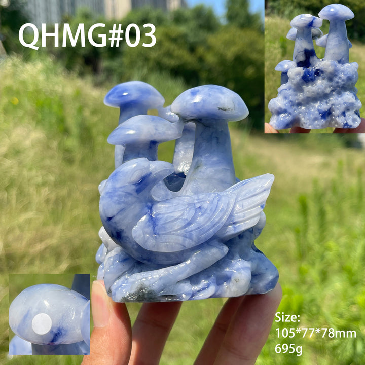Unique,A Slightly Imperfect Natural Blue And White Porcelain Sodalite Mushroom