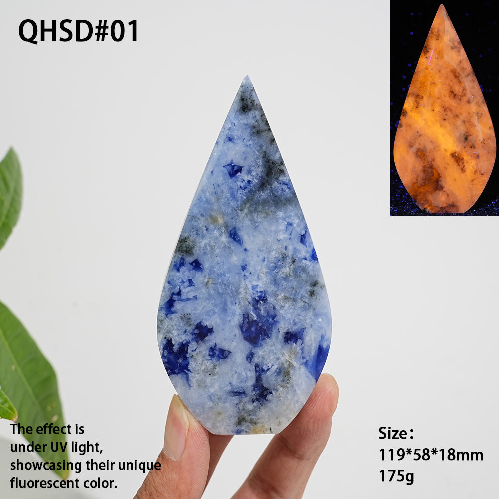 Unique,Natural Crystal Blue And White Porcelain Sodalite Teardrop