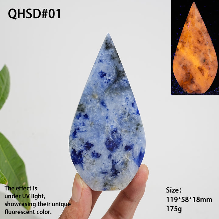 Unique,Natural Crystal Blue And White Porcelain Sodalite Teardrop