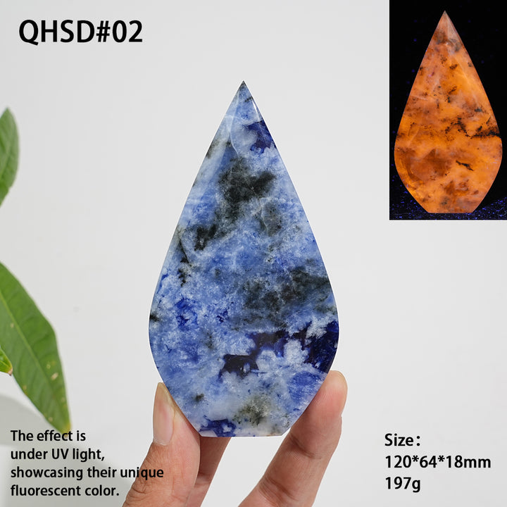 Unique,Natural Crystal Blue And White Porcelain Sodalite Teardrop
