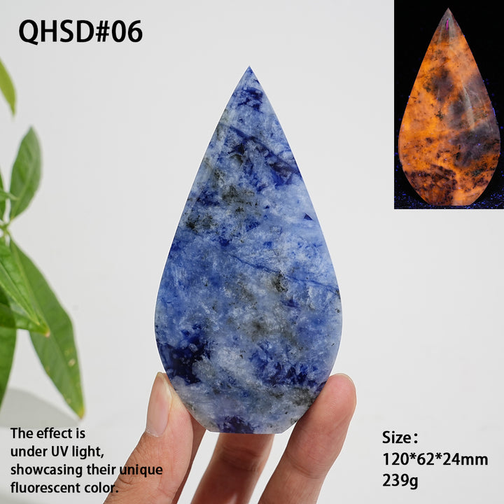 Unique,Natural Crystal Blue And White Porcelain Sodalite Teardrop