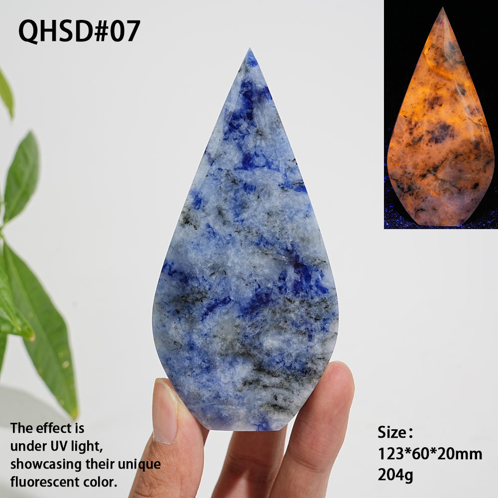 Unique,Natural Crystal Blue And White Porcelain Sodalite Teardrop