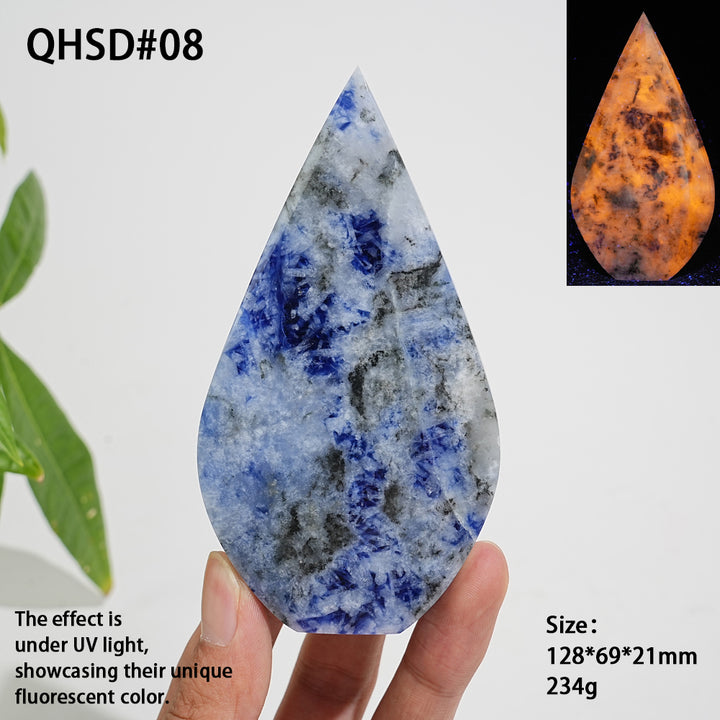 Unique,Natural Crystal Blue And White Porcelain Sodalite Teardrop