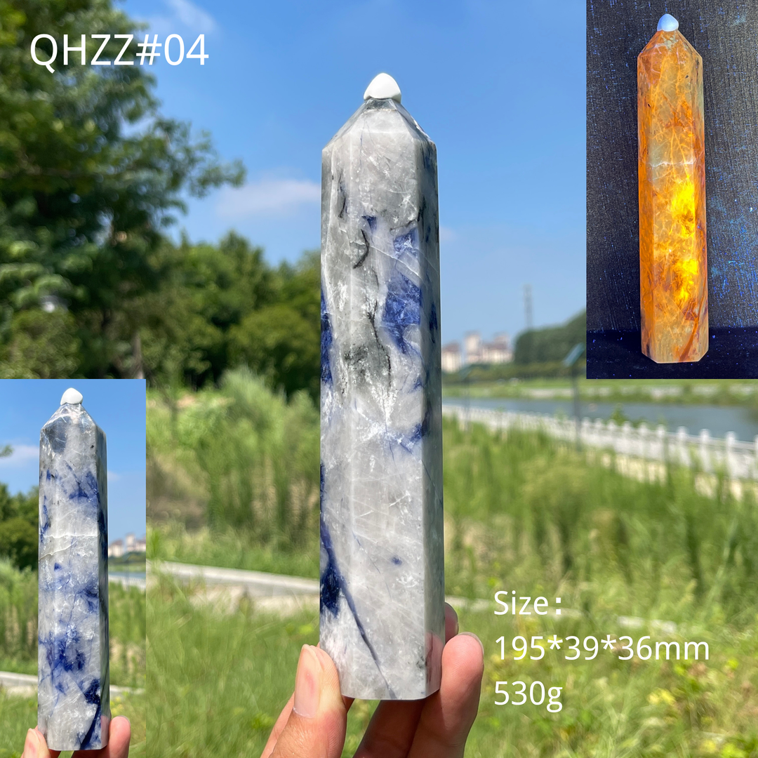 Unique,Natural Crystal Blue And White Porcelain Sodalite Point