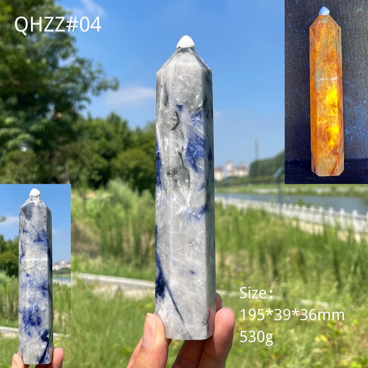 Unique,Natural Crystal Blue And White Porcelain Sodalite Point