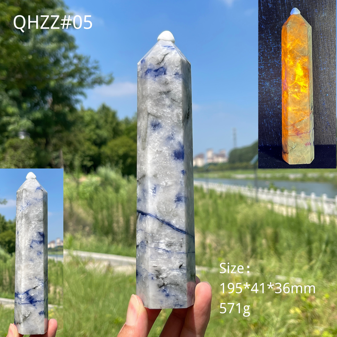 Unique,Natural Crystal Blue And White Porcelain Sodalite Point