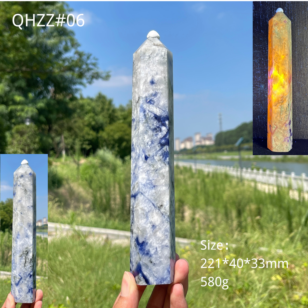 Unique,Natural Crystal Blue And White Porcelain Sodalite Point