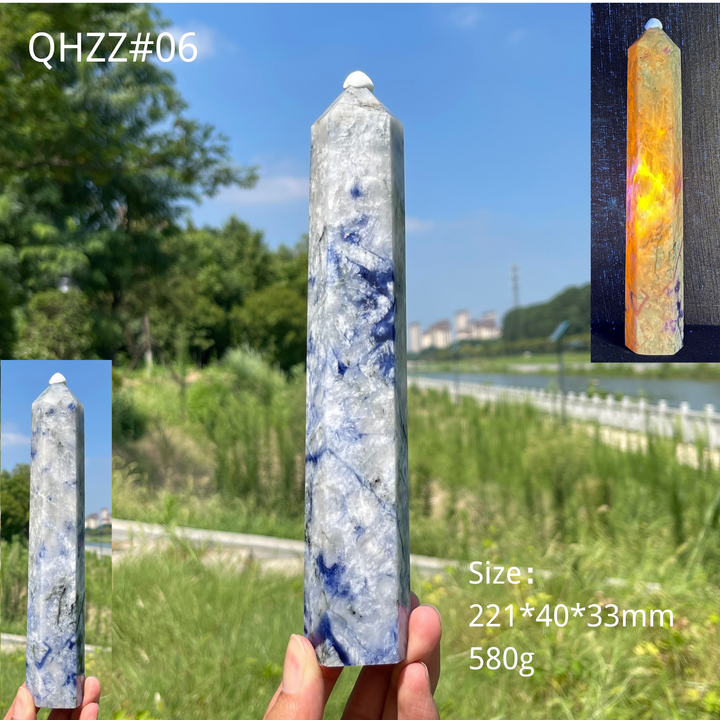Unique,Natural Crystal Blue And White Porcelain Sodalite Point