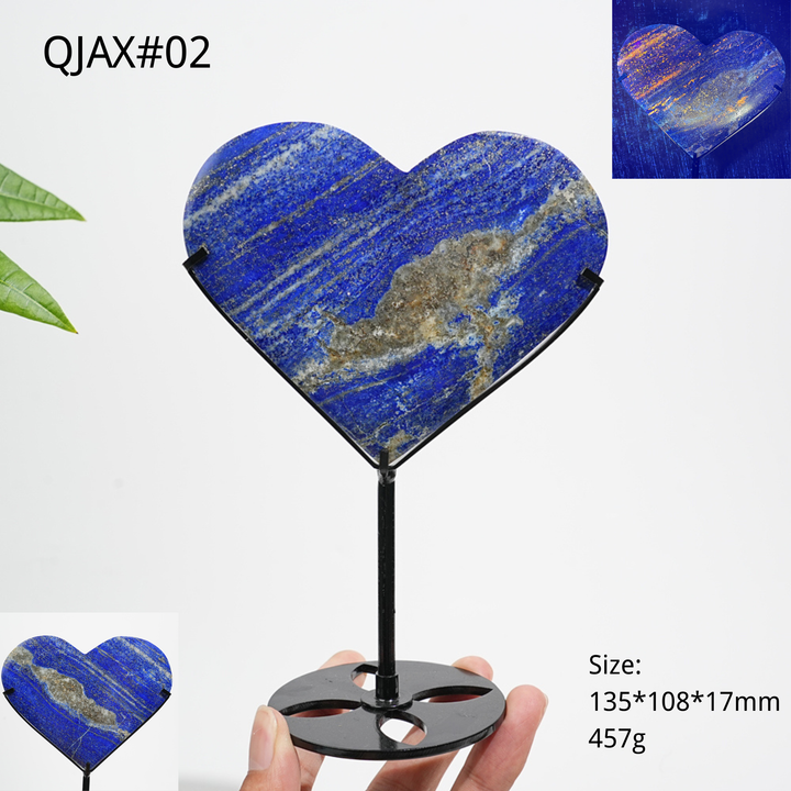 Unique,Natural Crystal Lapis Lazuli Heart With Stand