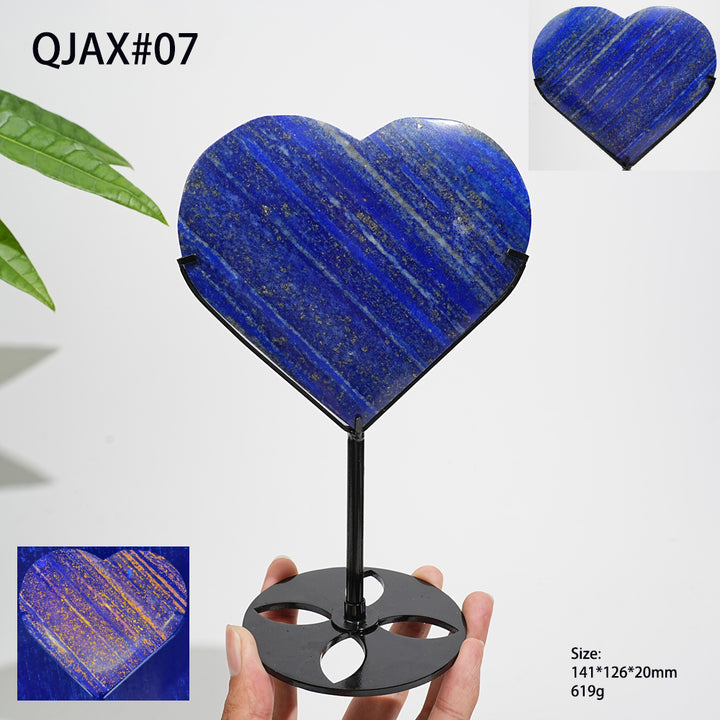 Unique,Natural Crystal Lapis Lazuli Heart With Stand