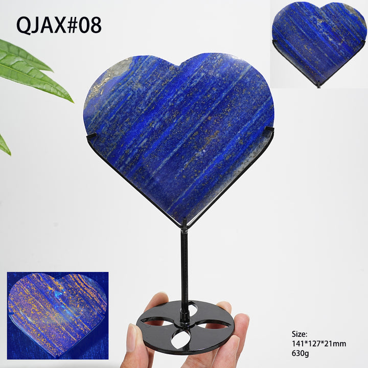 Unique,Natural Crystal Lapis Lazuli Heart With Stand