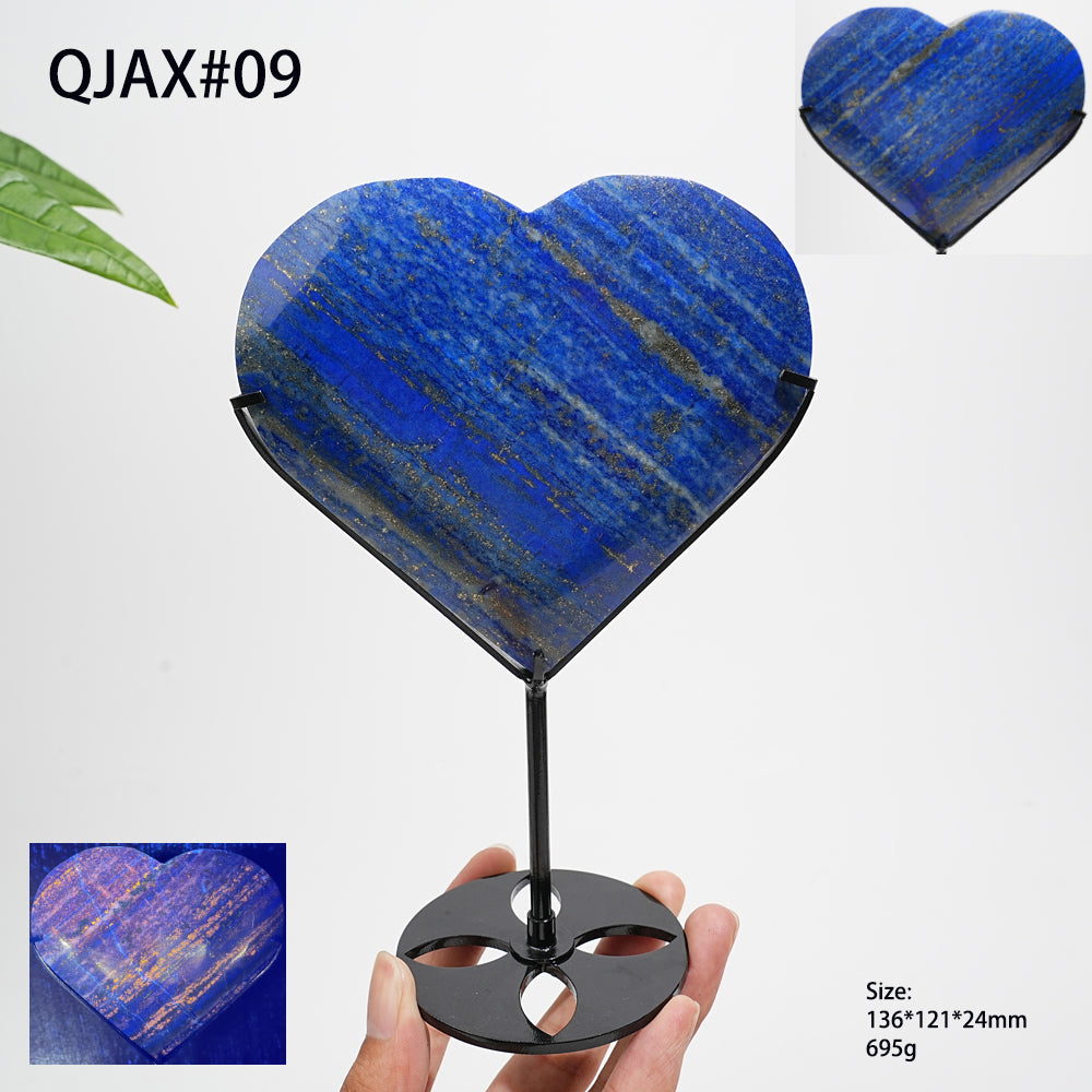 Unique,Natural Crystal Lapis Lazuli Heart With Stand