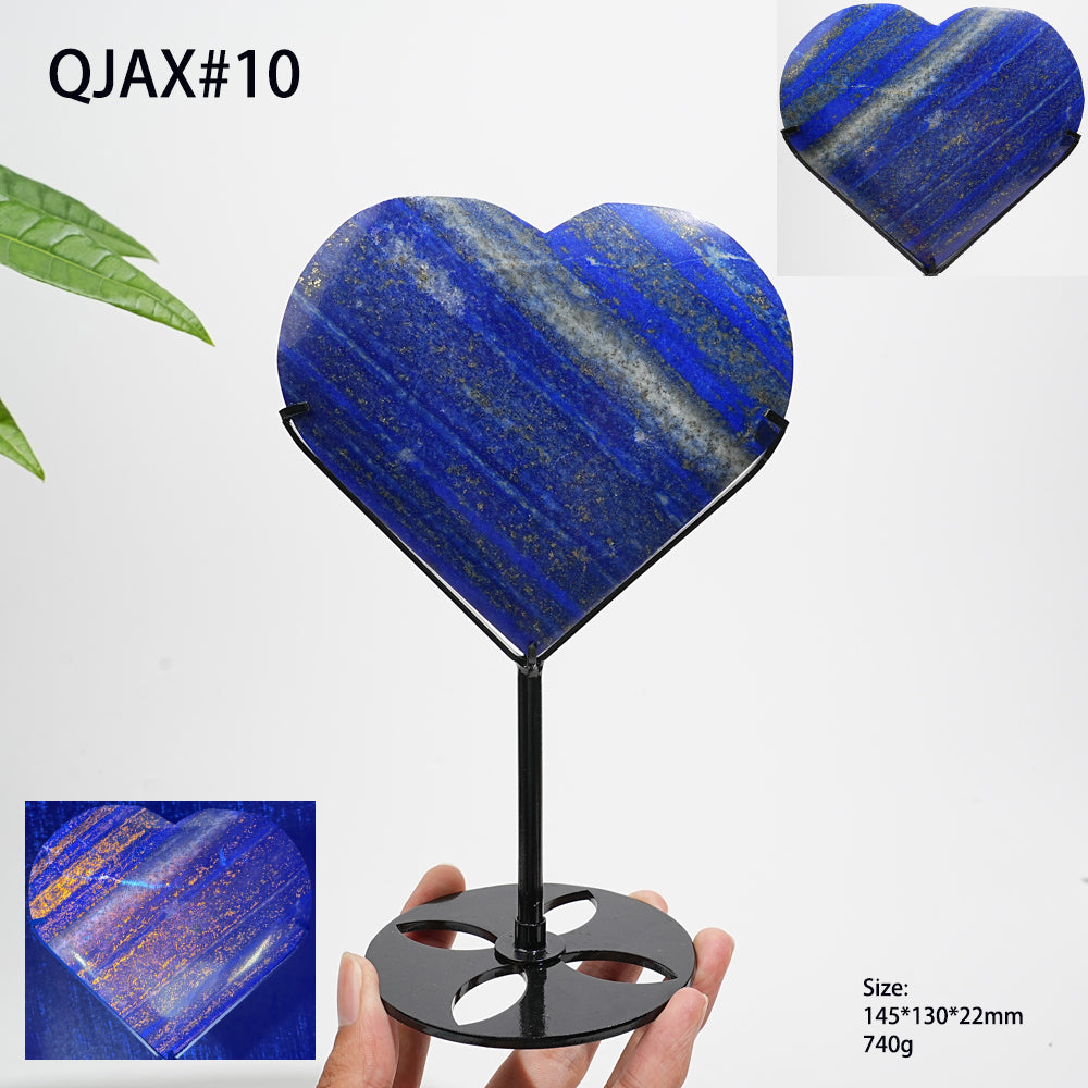 Unique,Natural Crystal Lapis Lazuli Heart With Stand