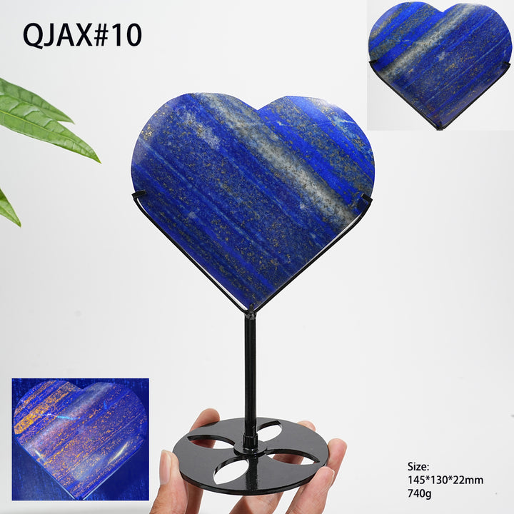 Unique,Natural Crystal Lapis Lazuli Heart With Stand