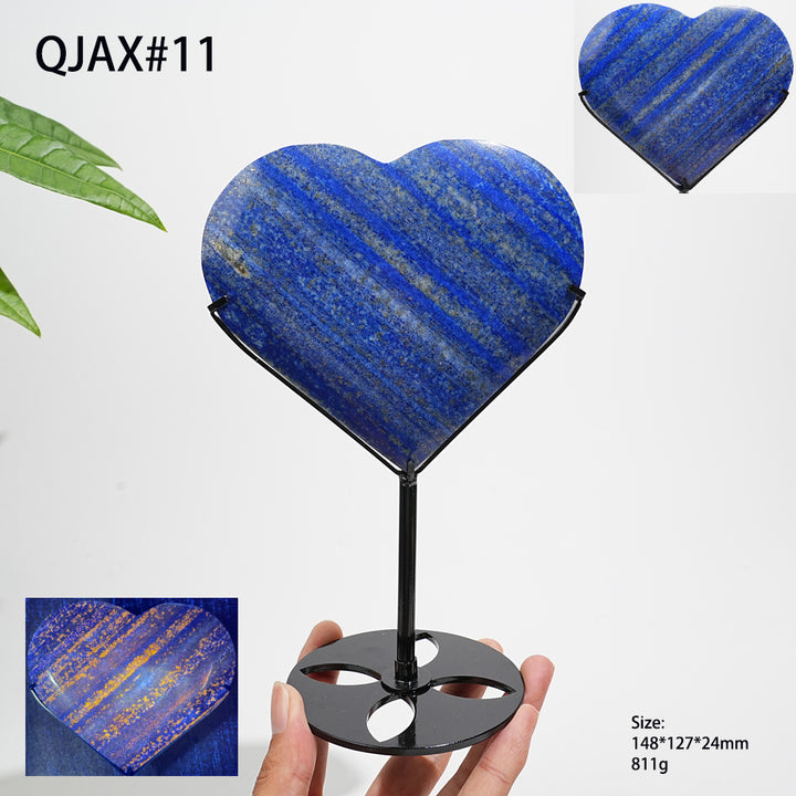 Unique,Natural Crystal Lapis Lazuli Heart With Stand
