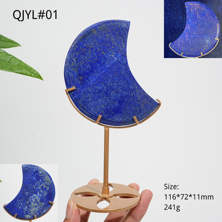 Unique,Natural Crystal Lapis Lazuli Moon With Stand