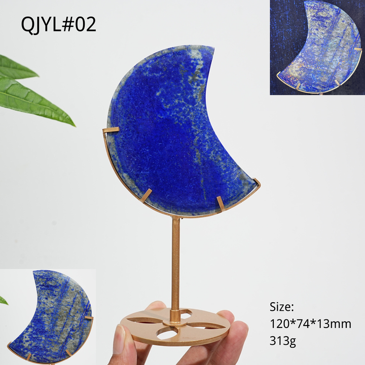 Unique,Natural Crystal Lapis Lazuli Moon With Stand