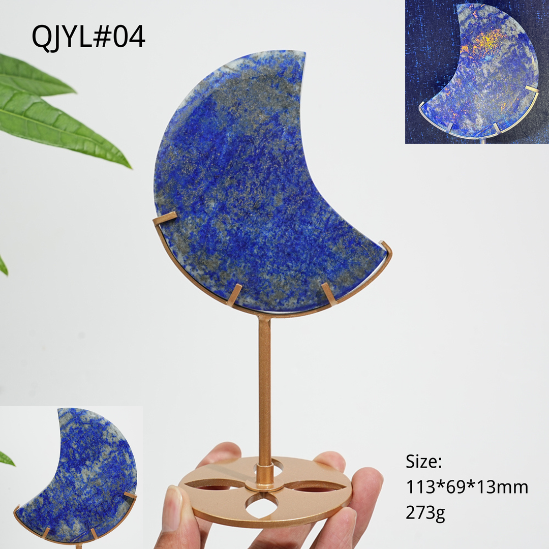 Unique,Natural Crystal Lapis Lazuli Moon With Stand