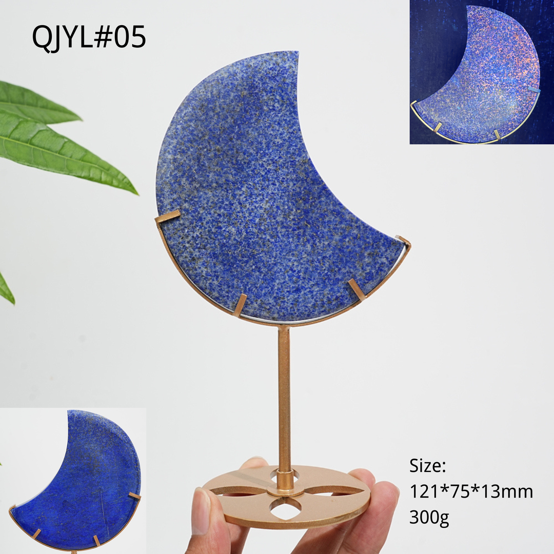 Unique,Natural Crystal Lapis Lazuli Moon With Stand