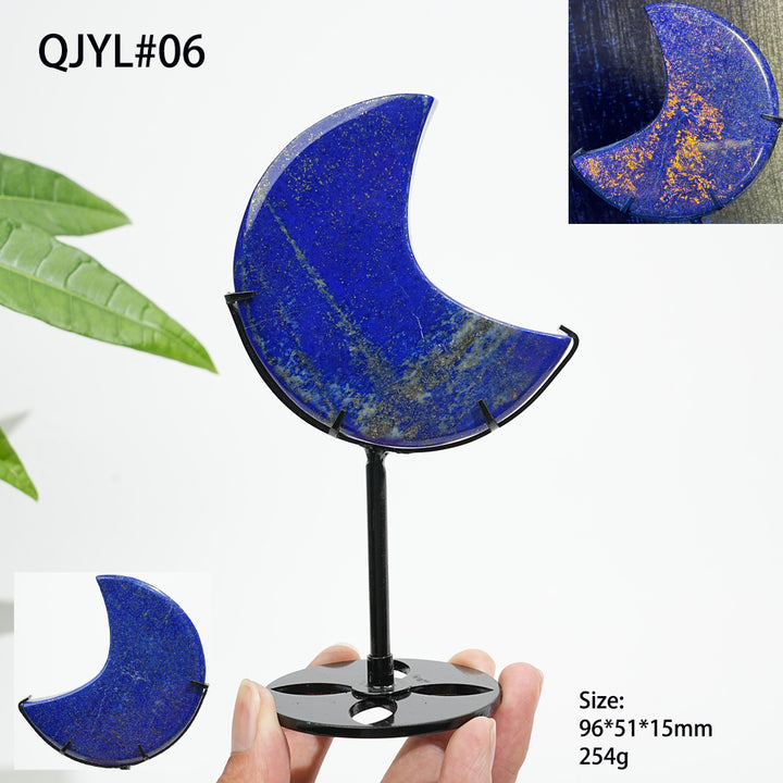 Unique,Natural Crystal Lapis Lazuli Moon With Stand