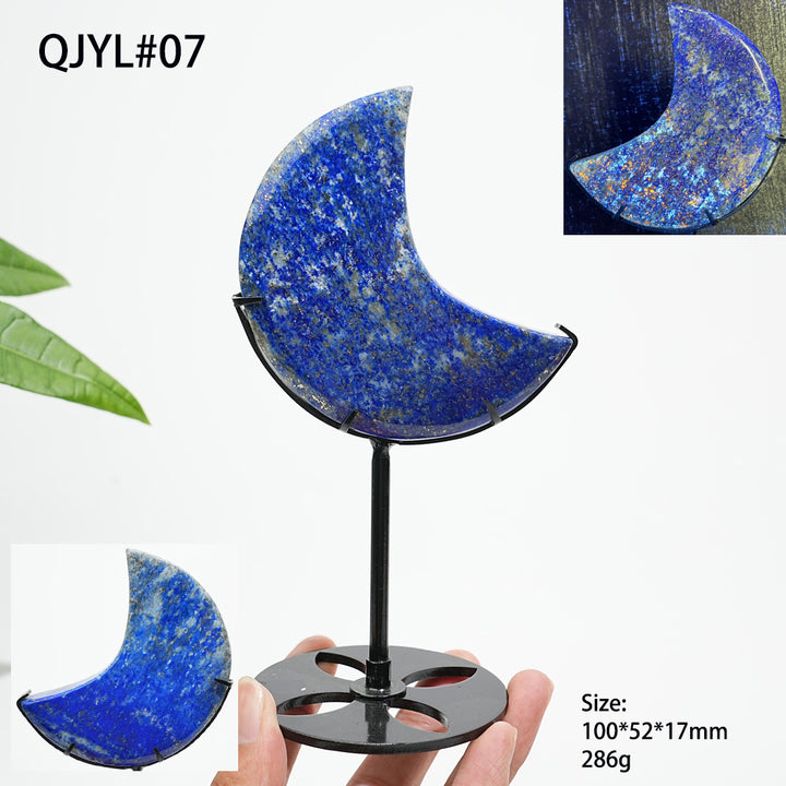 Unique,Natural Crystal Lapis Lazuli Moon With Stand