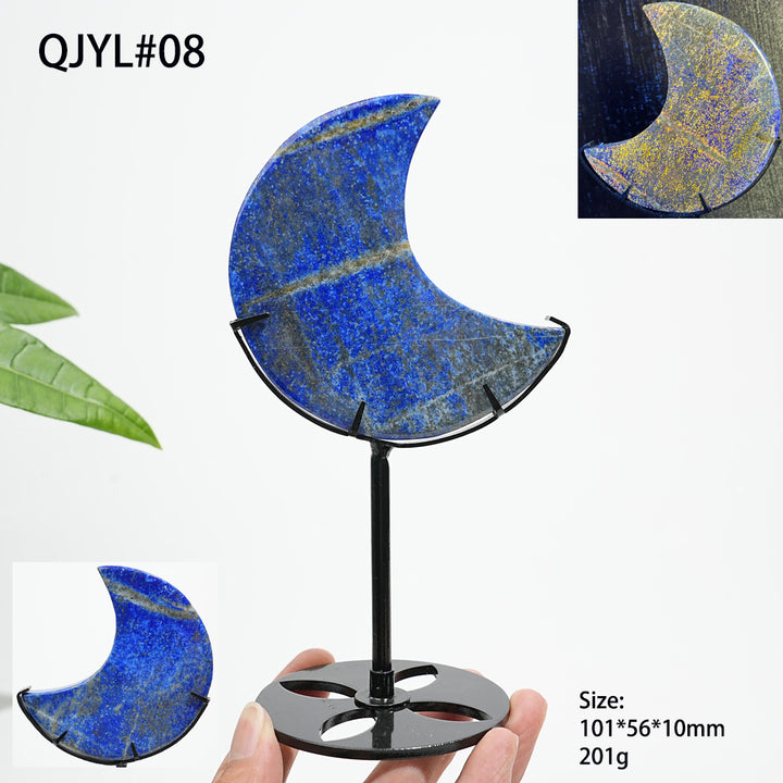 Unique,Natural Crystal Lapis Lazuli Moon With Stand