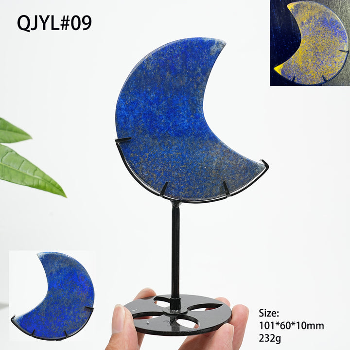 Unique,Natural Crystal Lapis Lazuli Moon With Stand