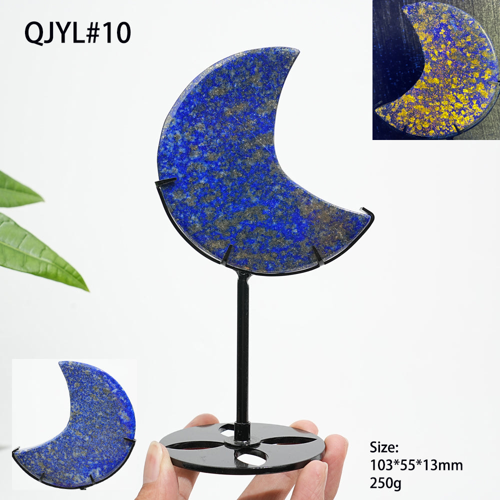 Unique,Natural Crystal Lapis Lazuli Moon With Stand