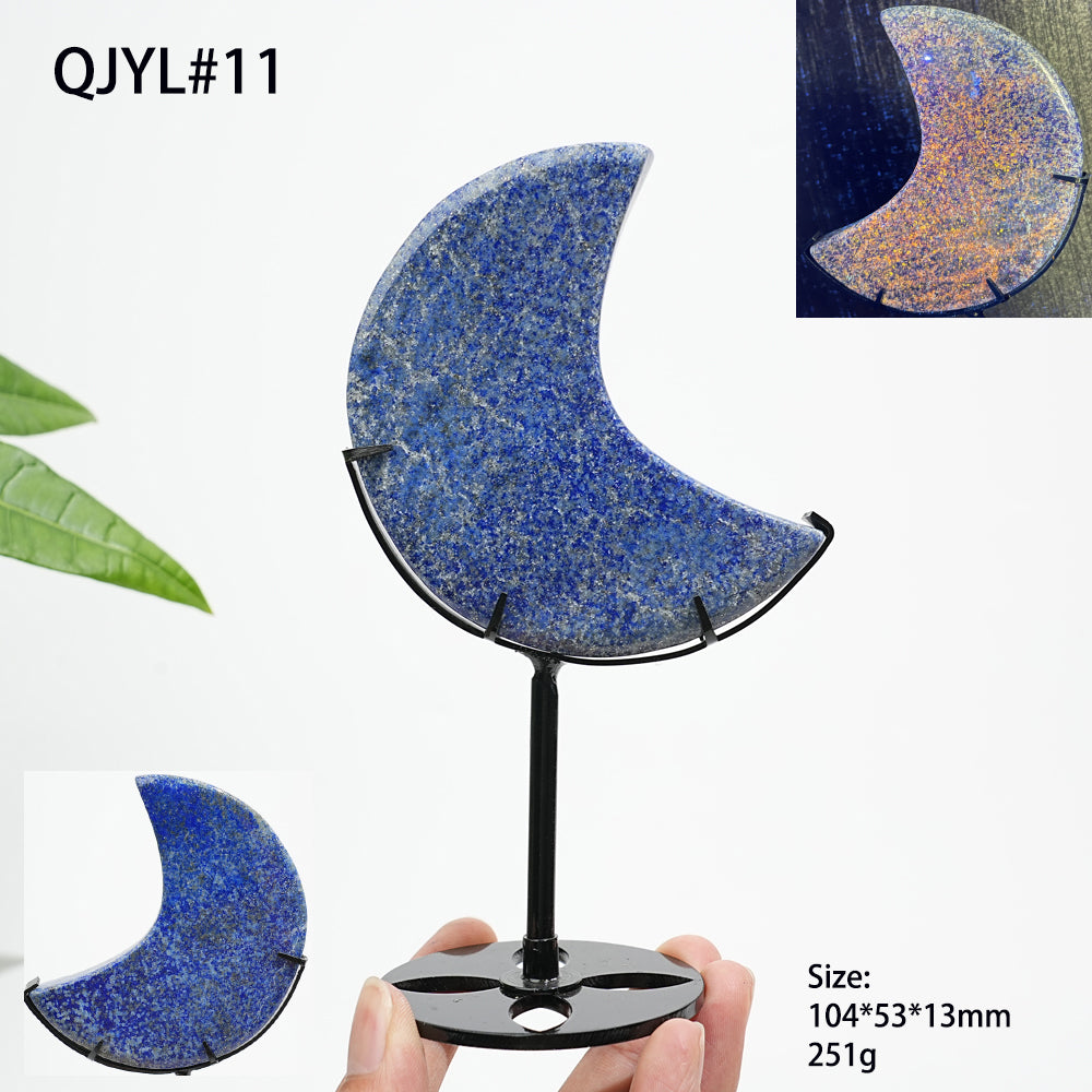 Unique,Natural Crystal Lapis Lazuli Moon With Stand