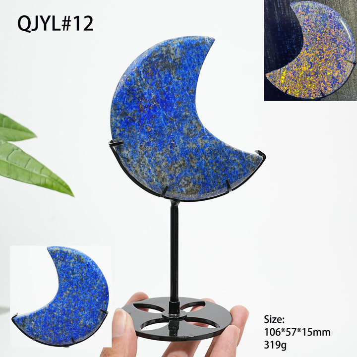 Unique,Natural Crystal Lapis Lazuli Moon With Stand