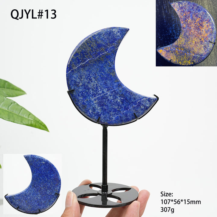 Unique,Natural Crystal Lapis Lazuli Moon With Stand