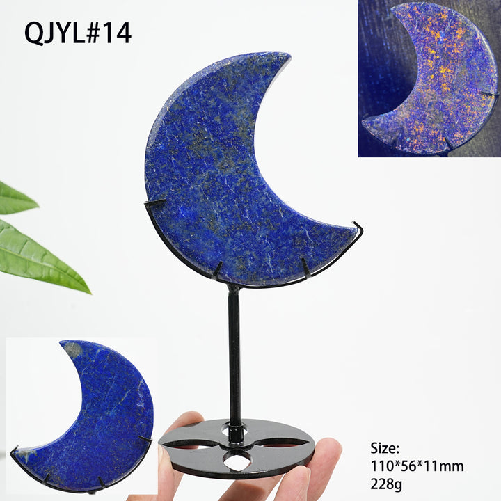 Unique,Natural Crystal Lapis Lazuli Moon With Stand