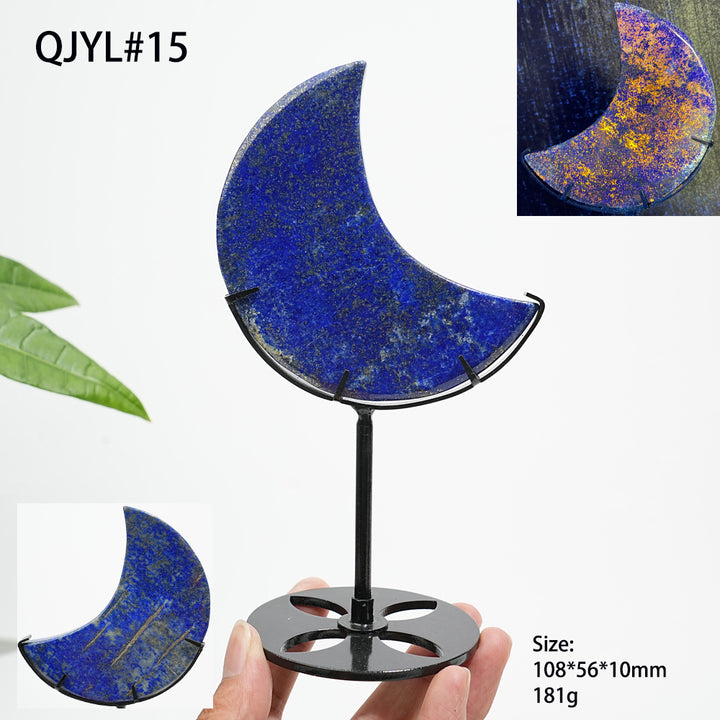 Unique,Natural Crystal Lapis Lazuli Moon With Stand