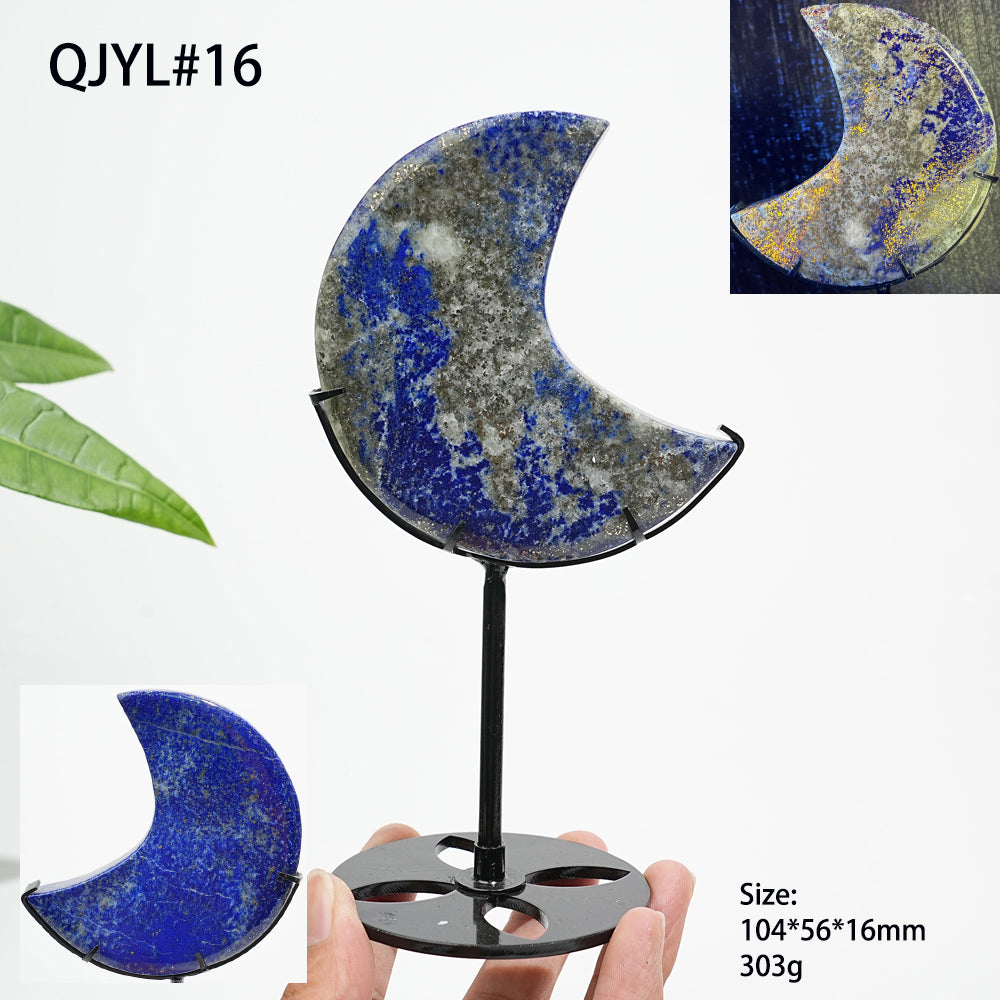 Unique,Natural Crystal Lapis Lazuli Moon With Stand