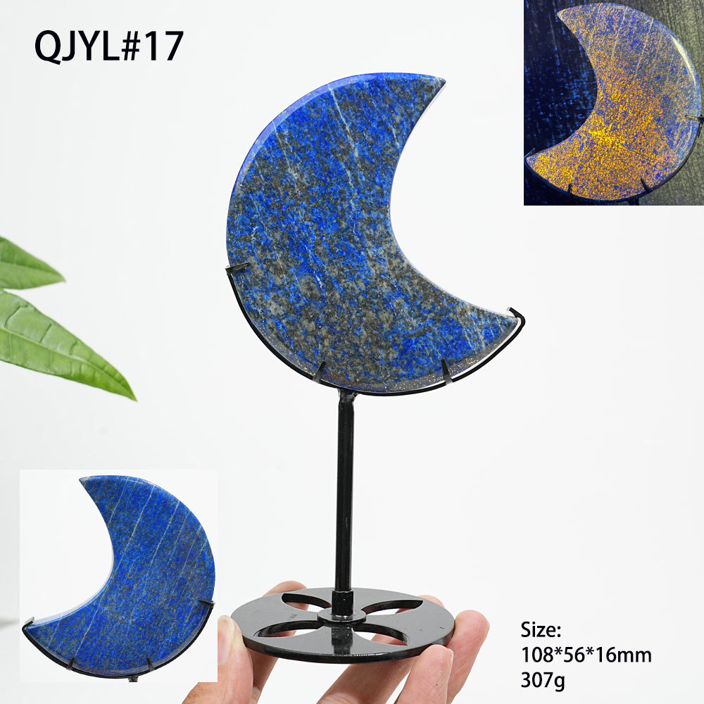 Unique,Natural Crystal Lapis Lazuli Moon With Stand