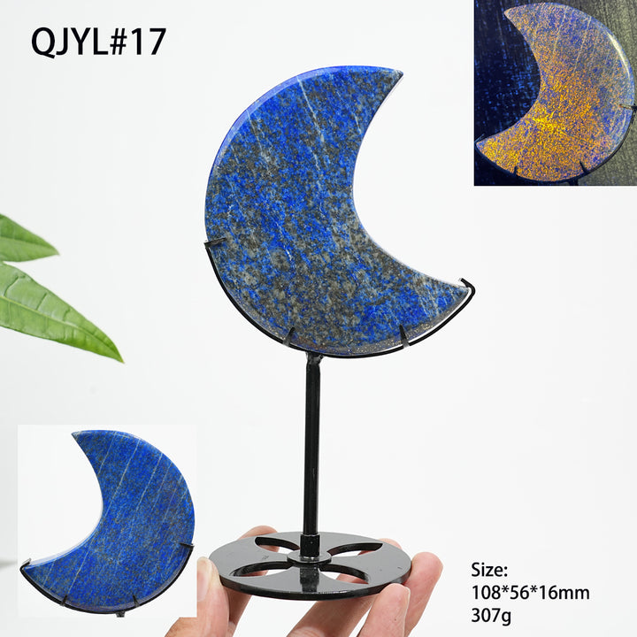 Unique,Natural Crystal Lapis Lazuli Moon With Stand