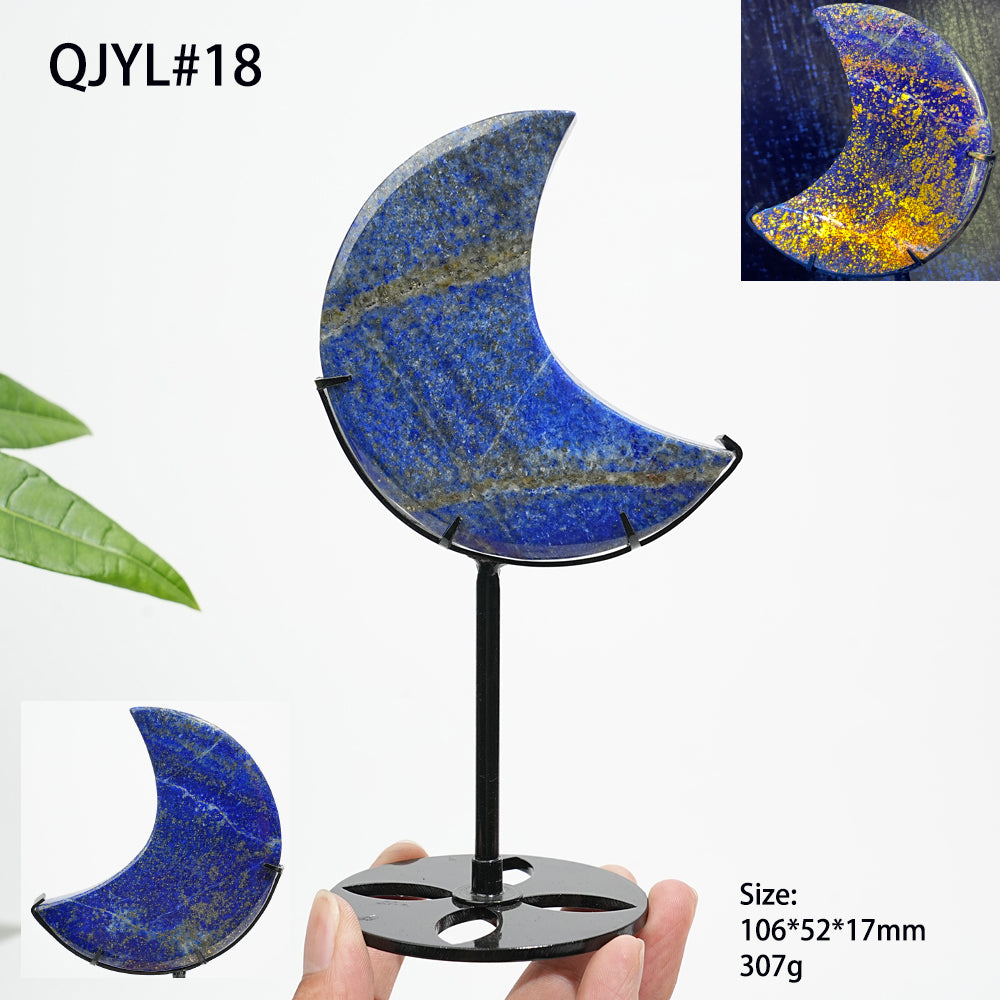 Unique,Natural Crystal Lapis Lazuli Moon With Stand