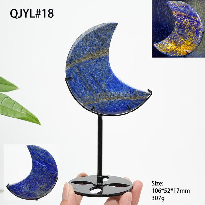 Unique,Natural Crystal Lapis Lazuli Moon With Stand