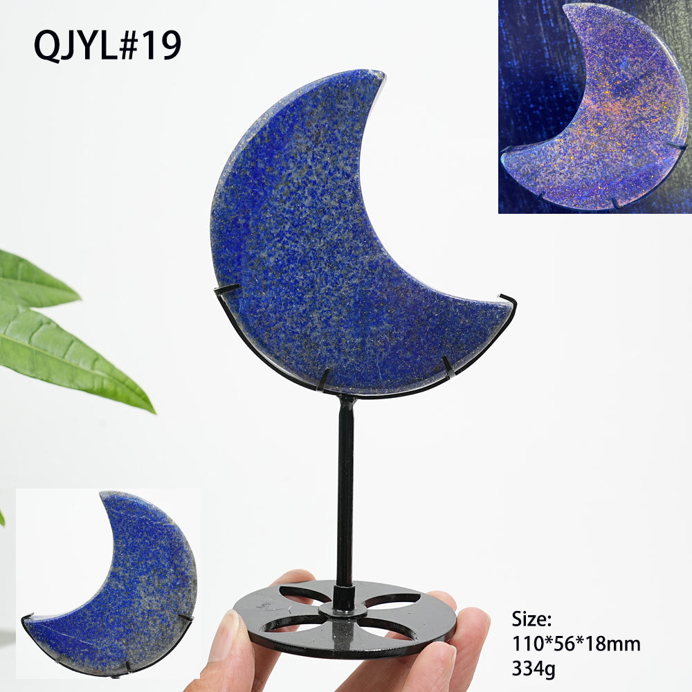 Unique,Natural Crystal Lapis Lazuli Moon With Stand