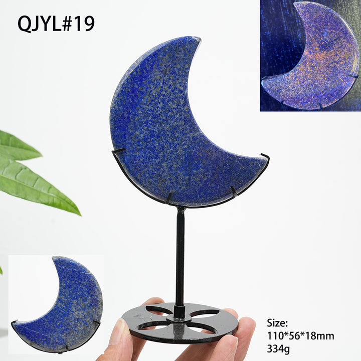 Unique,Natural Crystal Lapis Lazuli Moon With Stand