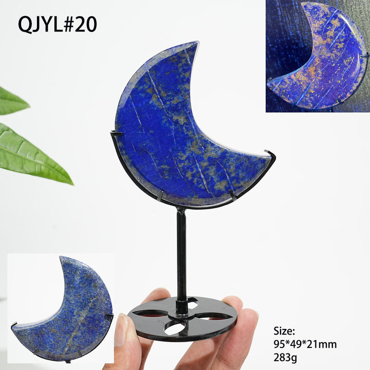 Unique,Natural Crystal Lapis Lazuli Moon With Stand