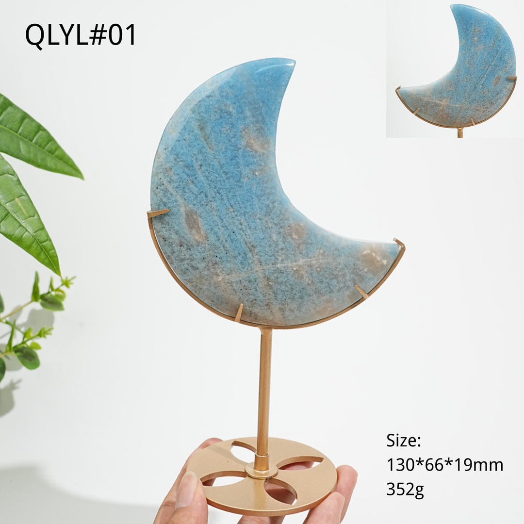 Unique,Natural Crystal Trolleite Moon With Stand