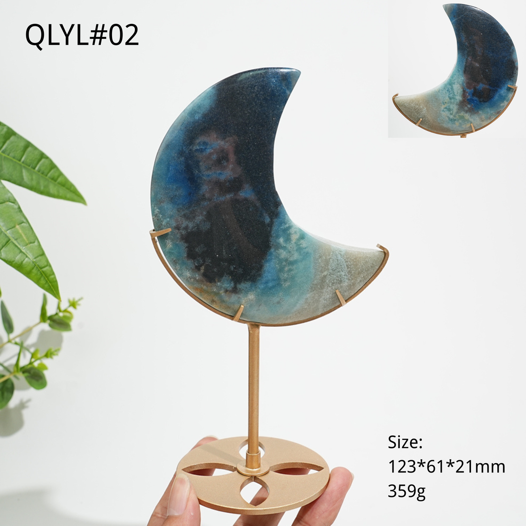 Unique,Natural Crystal Trolleite Moon With Stand