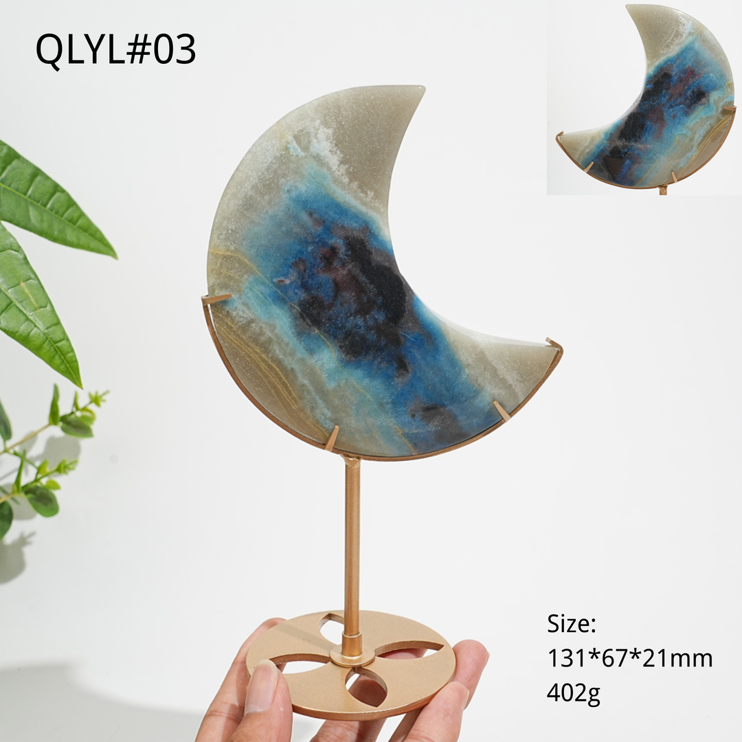 Unique,Natural Crystal Trolleite Moon With Stand